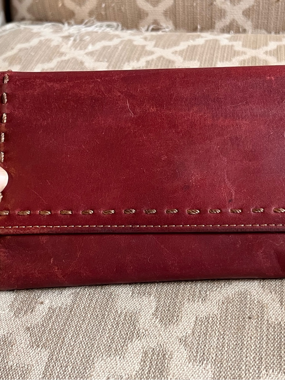 Relic Women's Red Leather Checkbook Wallet w/ Zipper Pocket, ID Window
